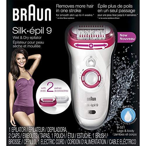 Braun Epilator Silk-epil 9 9-521, Hair Removal for Women, Wet & Dry, Cordless, and 2 Extras